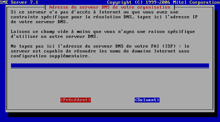 Adresse du serveur DNS de votre organisation